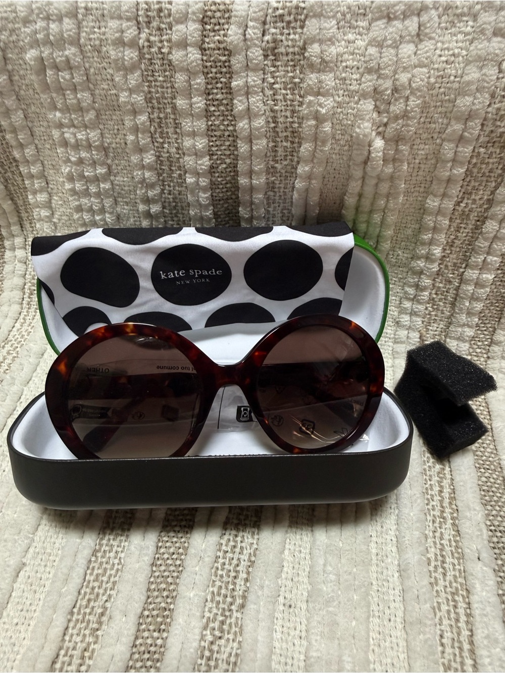 kate spade Tortoise Round Oversized Sunglasses with Brown Lenses